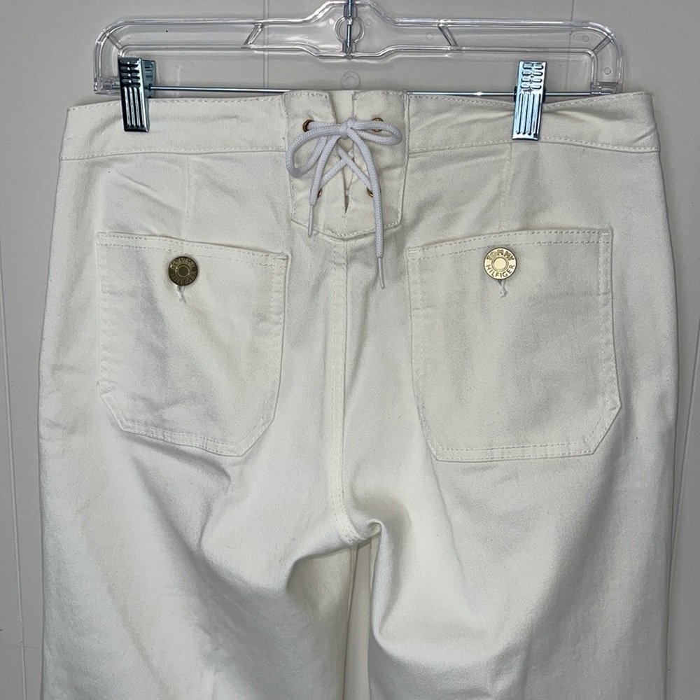 Tommy Hilfiger Cream Denim Pants Lace Up Size 6